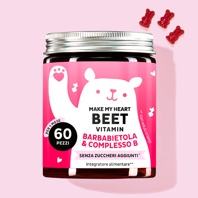 Una confezione del prodotto You Make My Heart Beet con estratto di barbabietola per le funzioni del cuore.