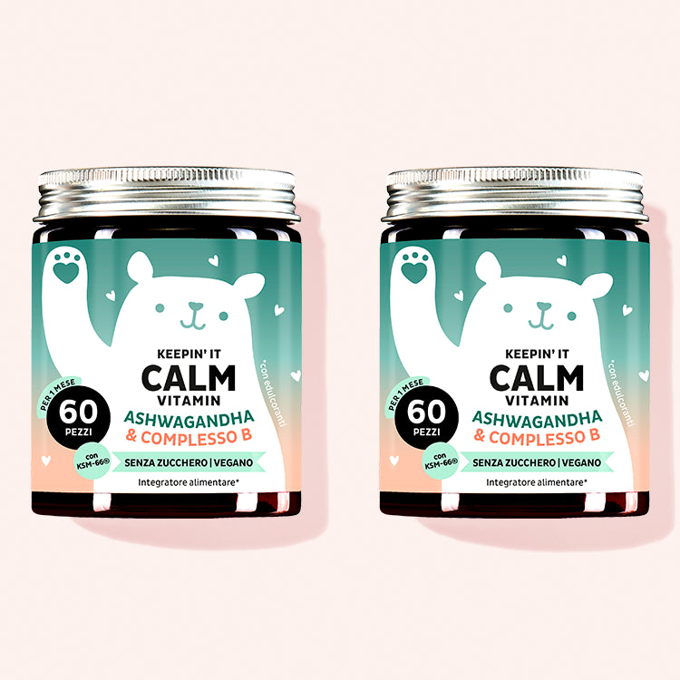 Due confezioni di Keepin' It Calm Vitamins con Ashwagandha da Bears with Benefits per meno stress e più pace interiore.