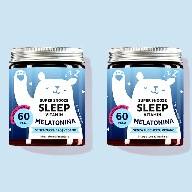 Due confezioni di Vitamine Super Snooze Sleep con melatonina da Bears with Benefits per un sonno riposante