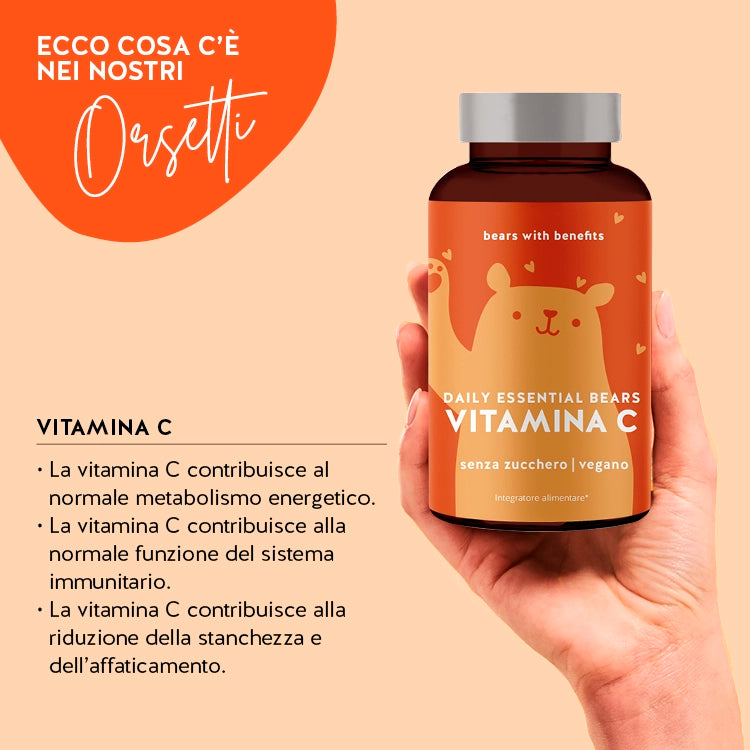 Questa immagine mostra gli effetti degli Orsetti Daily Essential Bears con vitamina C di Bears with Benefits.