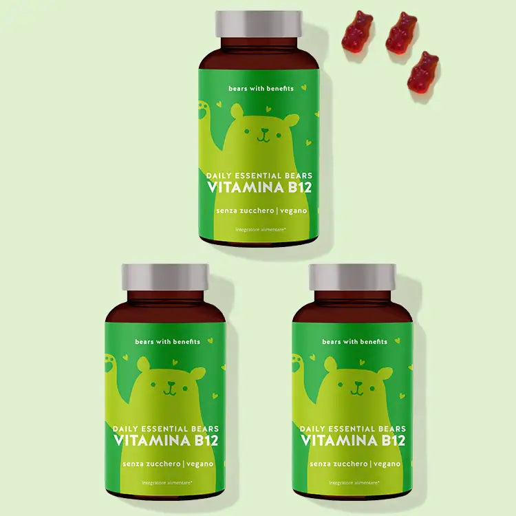 Quattro mesi di trattamento degli Orsetti Daily Essential Bears con vitamina B12 di Bears with Benefits.